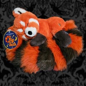 FAO Schwarz "Big Tails" Red Panda 10" Fluffy Plush NWT- Orange, Black & White